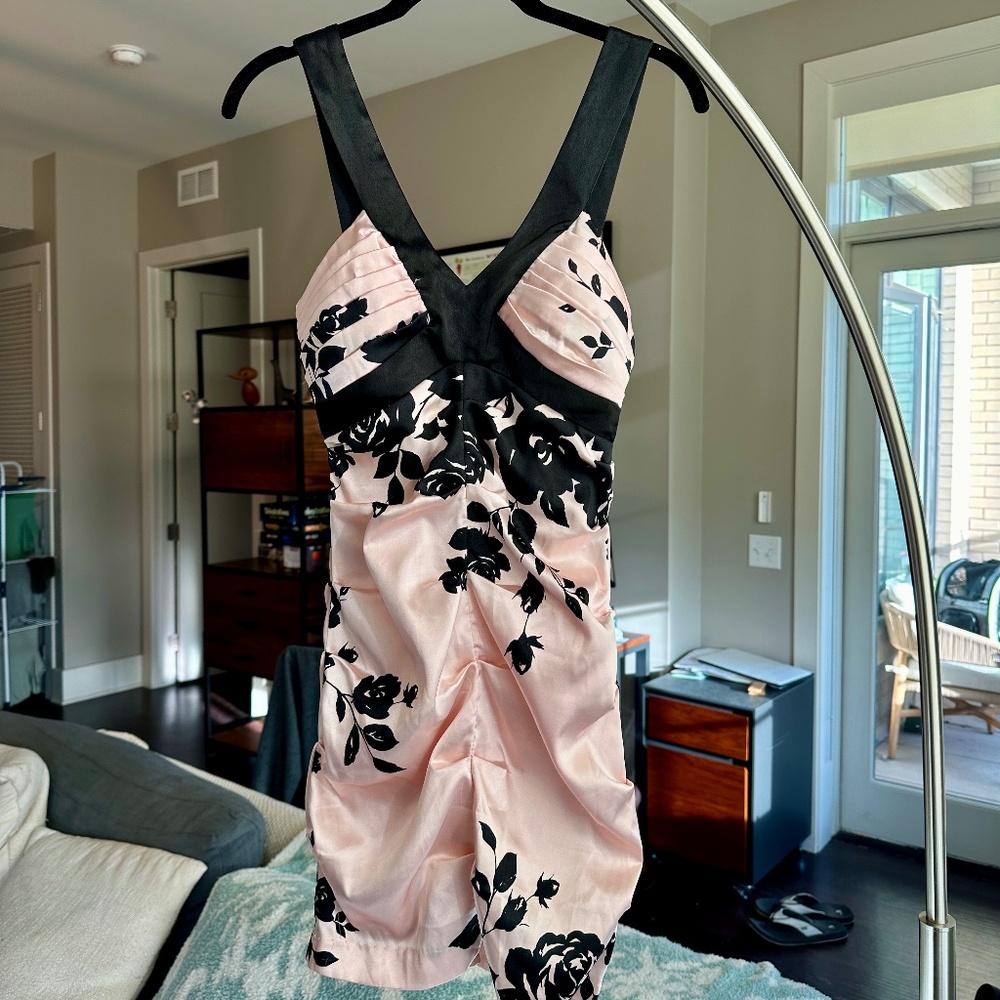 Black and Pink floral wedding/prom dress